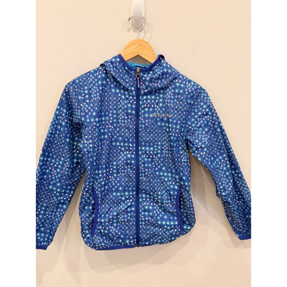 Columbia Omni Wick Jacket Girls Medium Blue Full Zip Lightweight Activewear
